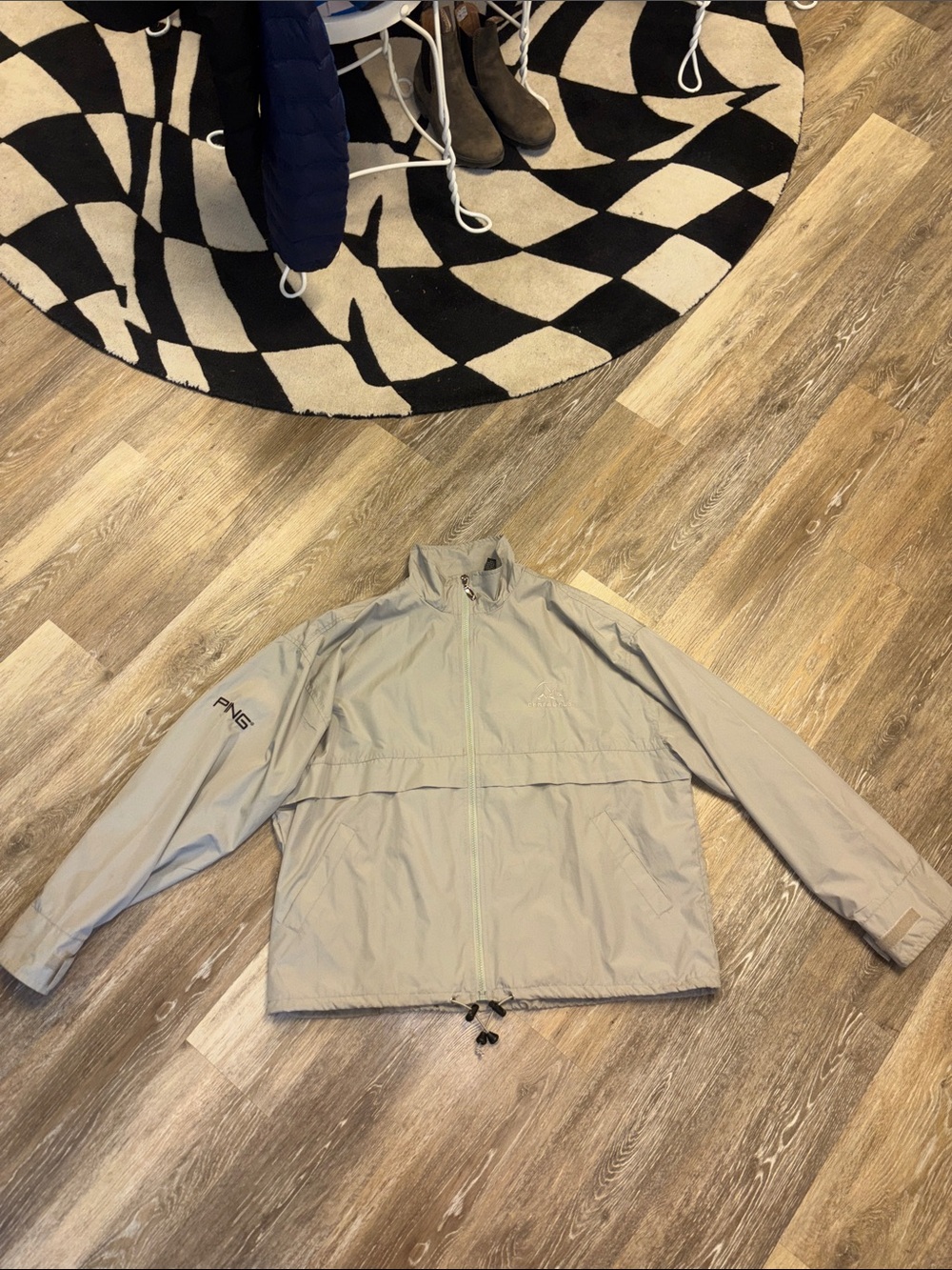 PING Light Gray Men’s Windbreaker Jacket Medium golf tennis preppy outdoor gorpc